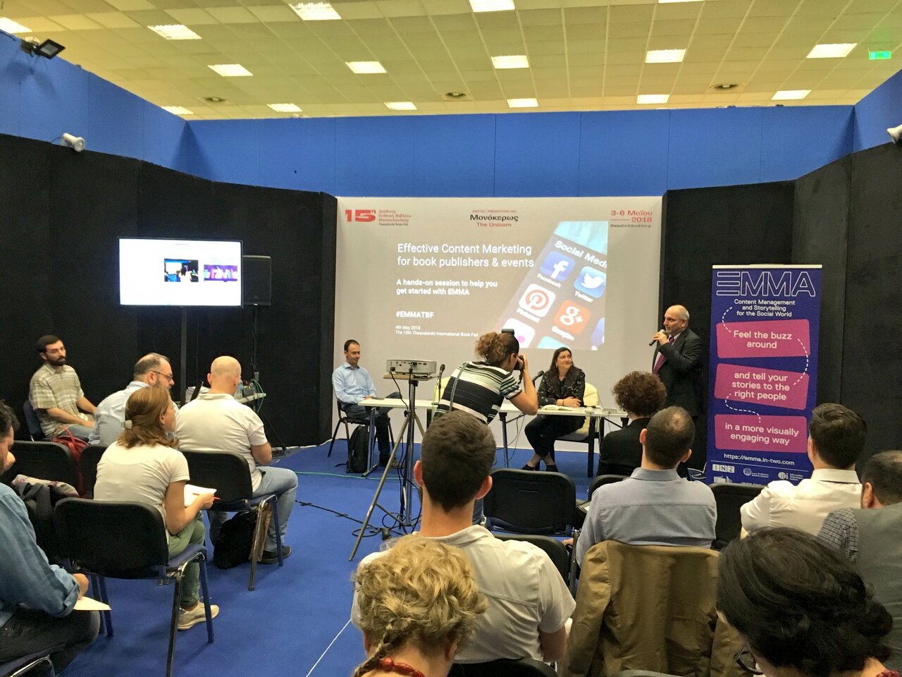 George Ioannidis (@hicoo42) opens the #emmatbf session on the #socialmedia & content management platform @EMMA_H2020 at #tbf18 #publishing https://t.co/aap8PJwibr